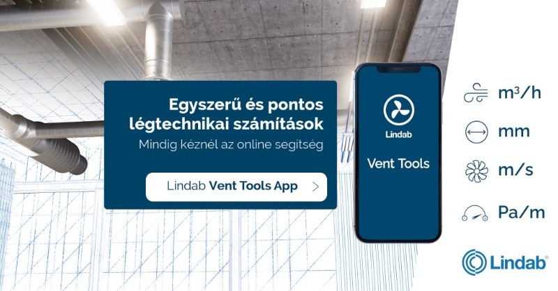 Elérhető a Lindab Vent Tools alkalmazás legújabb verziója!